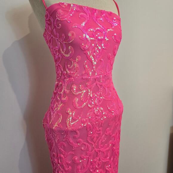 Windsor Pink Noemi Formal Sequin Sleeveless A-Line Dress Maxi Sz XSmall (760) - Picture 2 of 4